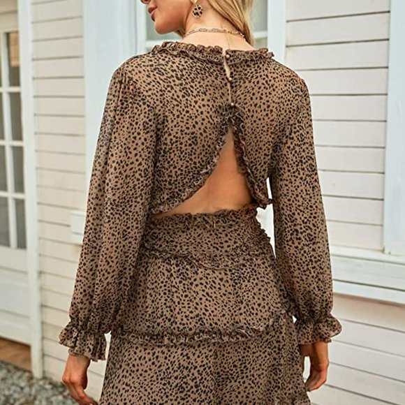 Ruffle Leopard Print Dress - Picture 2 of 3